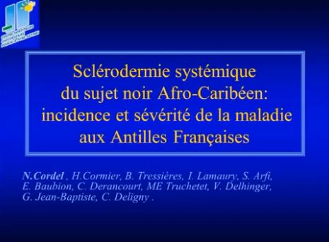Les facteurs pronostics de la sclérodermie systémique dans la population noire Afro-Caribéenne - Dr Nadège Cordel, Guadeloupe