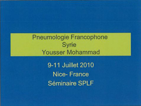 Les formations en Pneumologie en Méditerranée SSP. Yousser MOHAMMAD